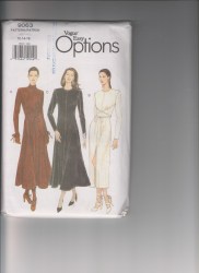 9063 VOGUE LONG SLEEVE STRETCH KNIT LONGER DRESS TIE OR NOT EZ PATTERN 12-16 UNCUT